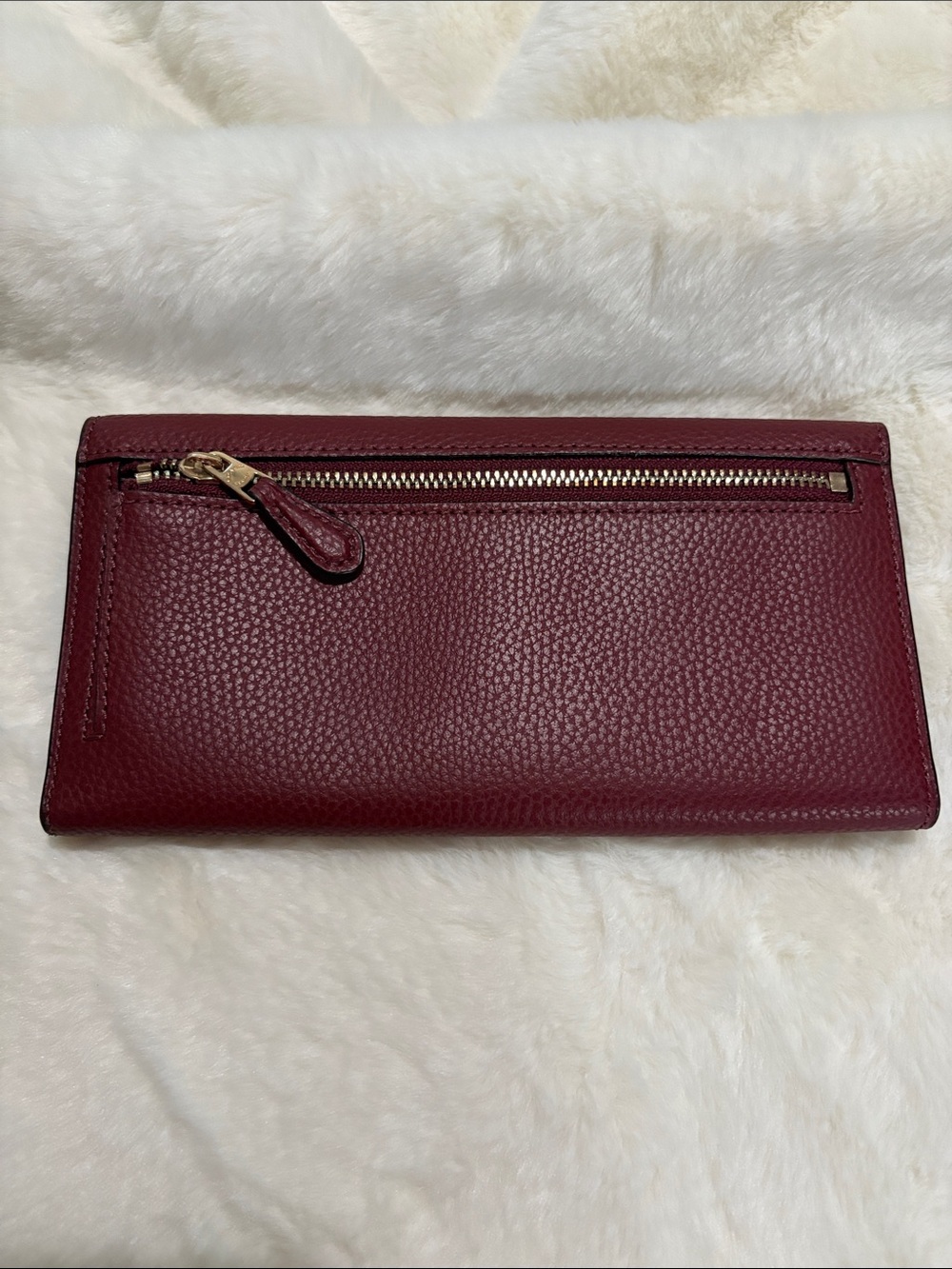 Coach Pebbled Leather Continental Wallet - Wine - Picture 2 of 6